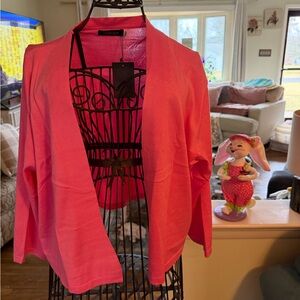 Bright Pink Open-Front Women’s Cardigan Sweater